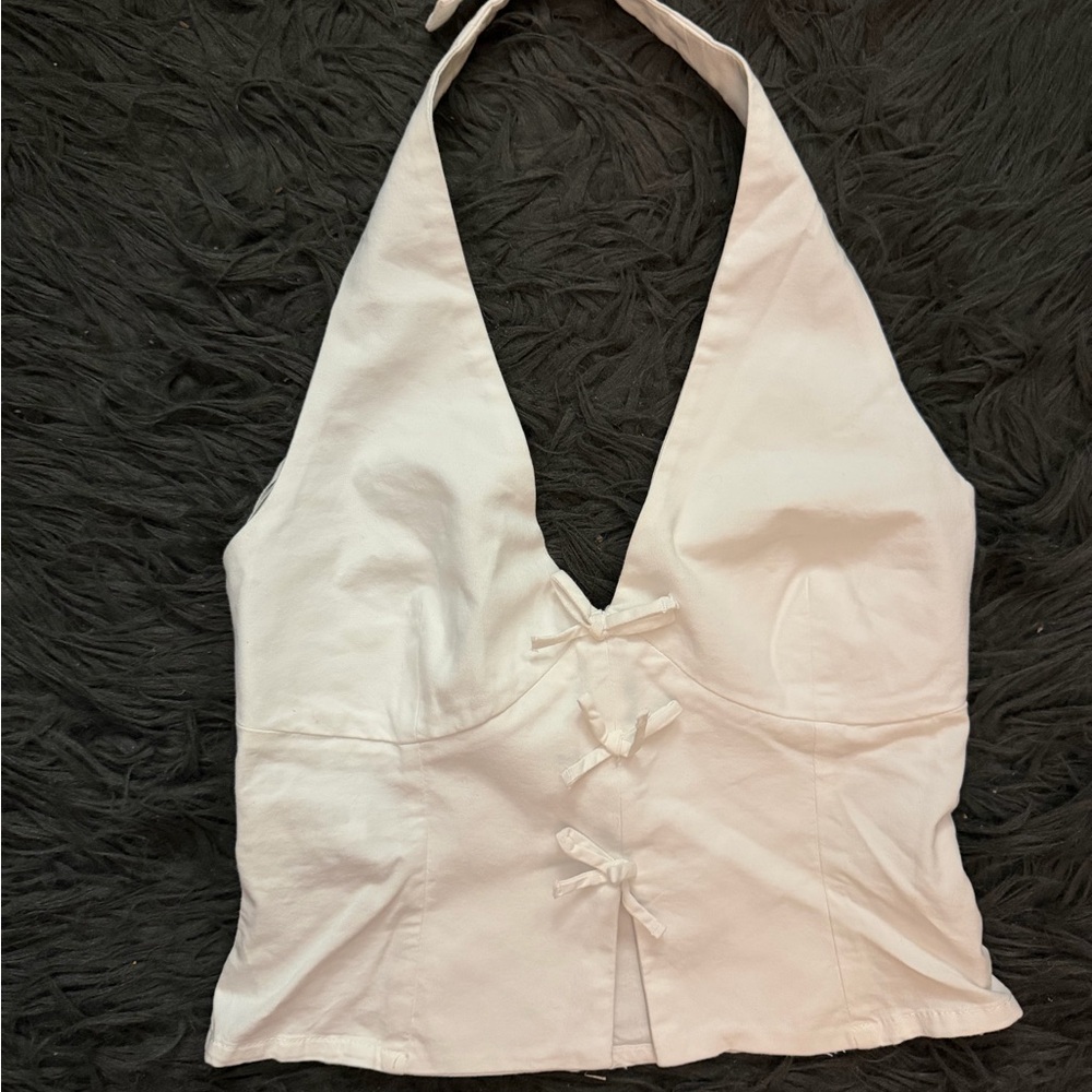 Zara Cream Halter Tie-Front Camisole - Picture 2 of 4